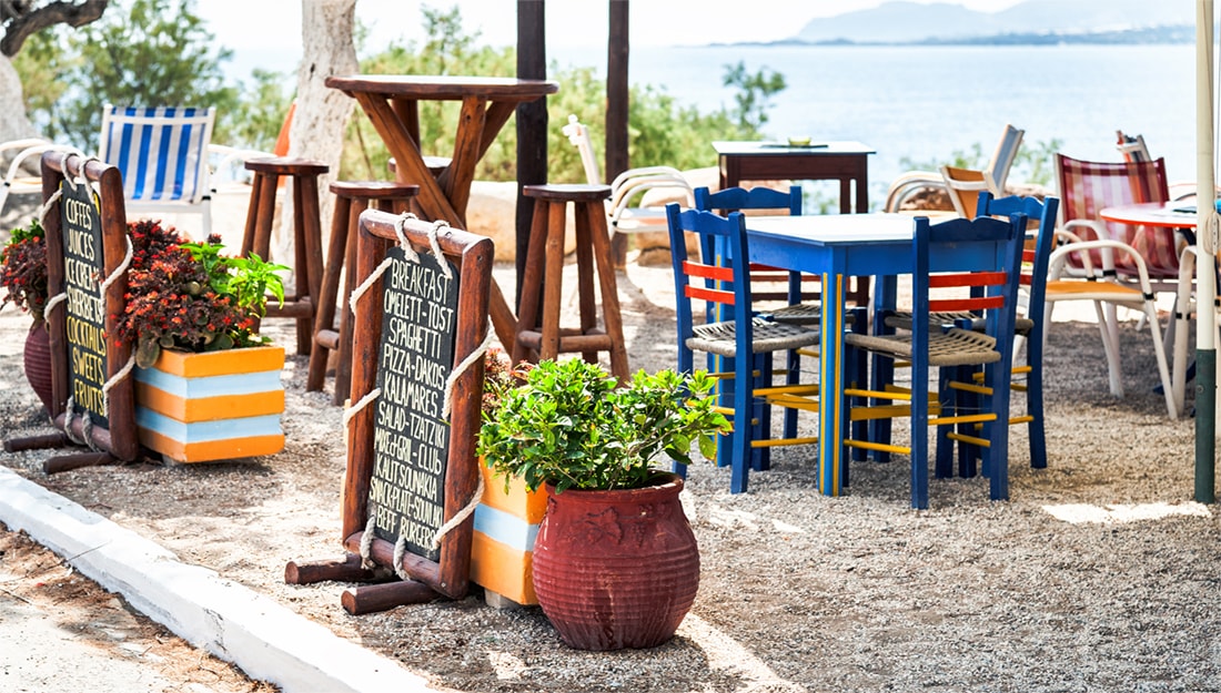 A beach bar in Greece