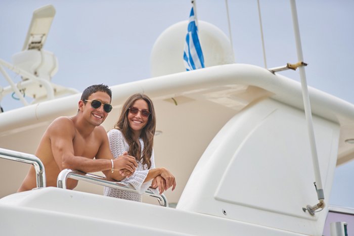 A couple on a yacht
