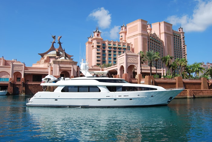 A charter yacht at the Atlantis, Bahamas