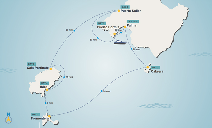 Balearic Islands itinerary map