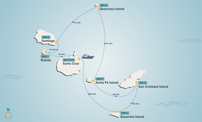 Galapagos itinerary map