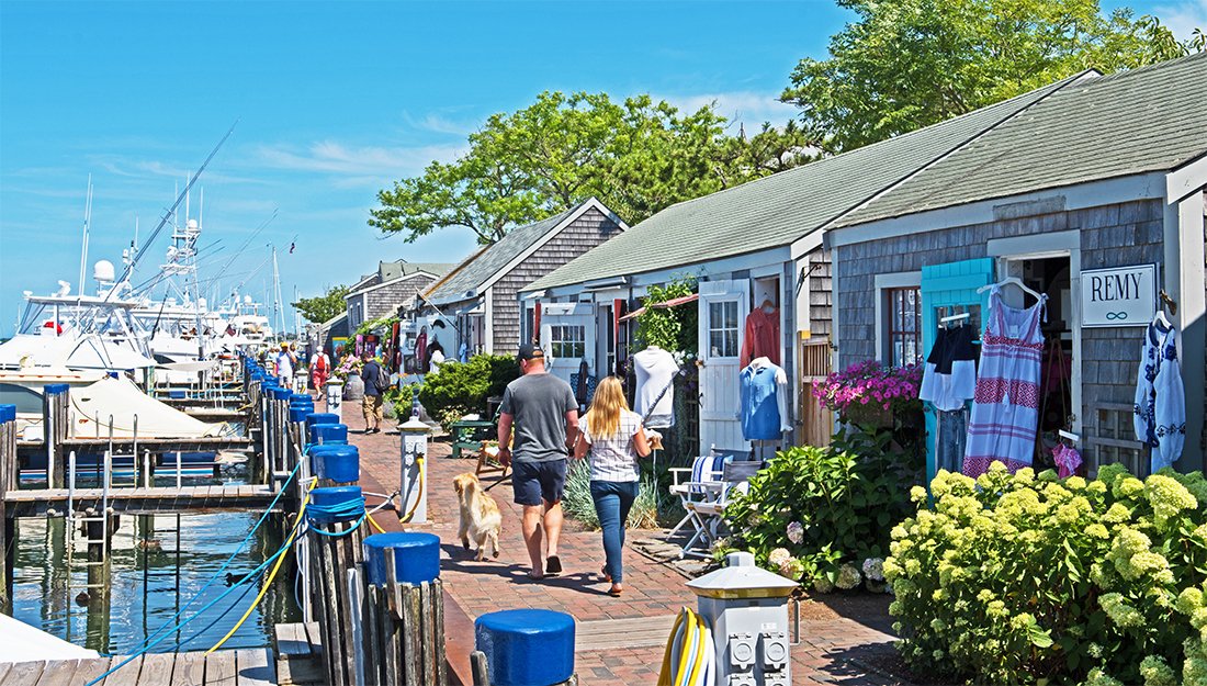 Nantucket stores and harbor