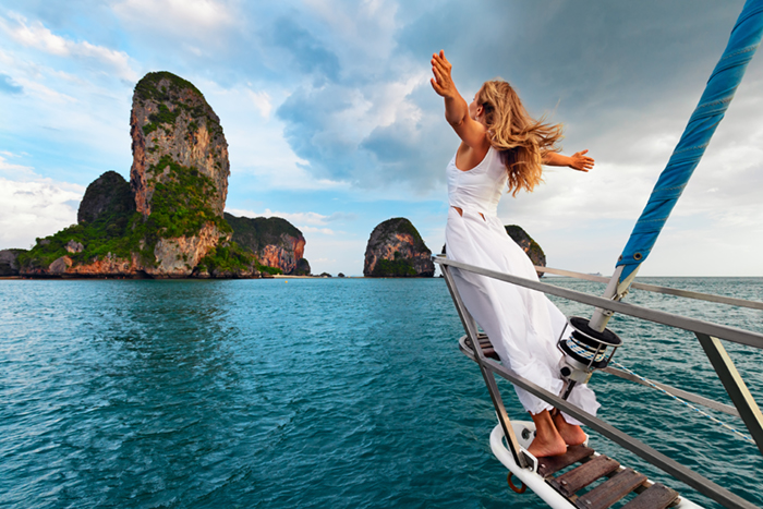 Woman on a yacht in Thailand