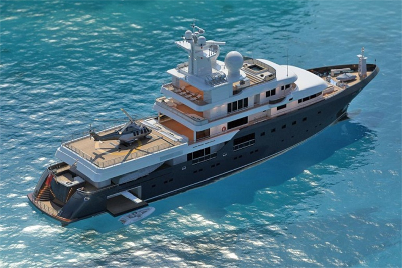 yacht with helipad